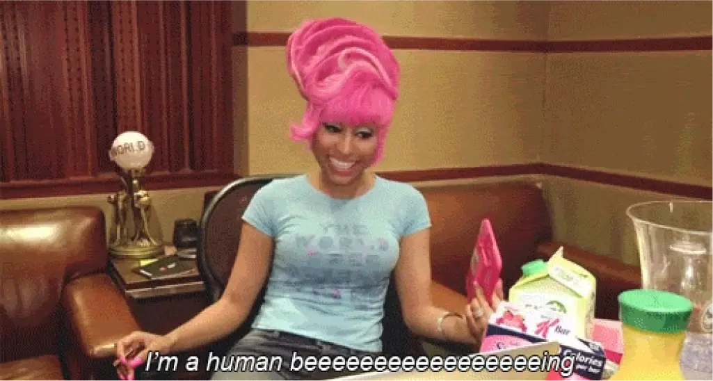 Meme with Nick Minaj smiling