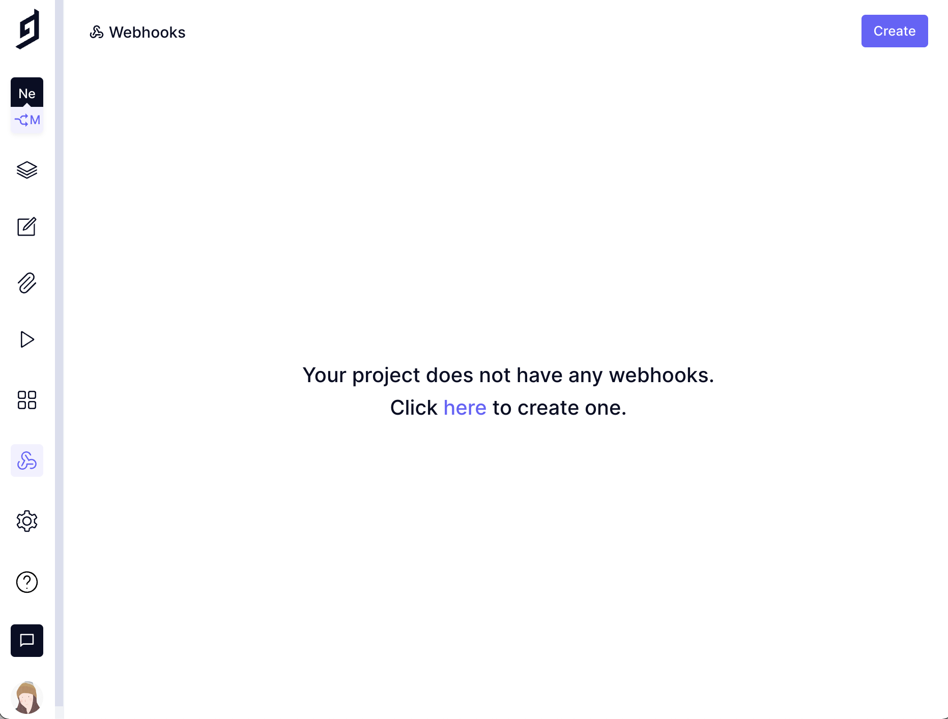 เมนู Webhooks ใน GraphCMS