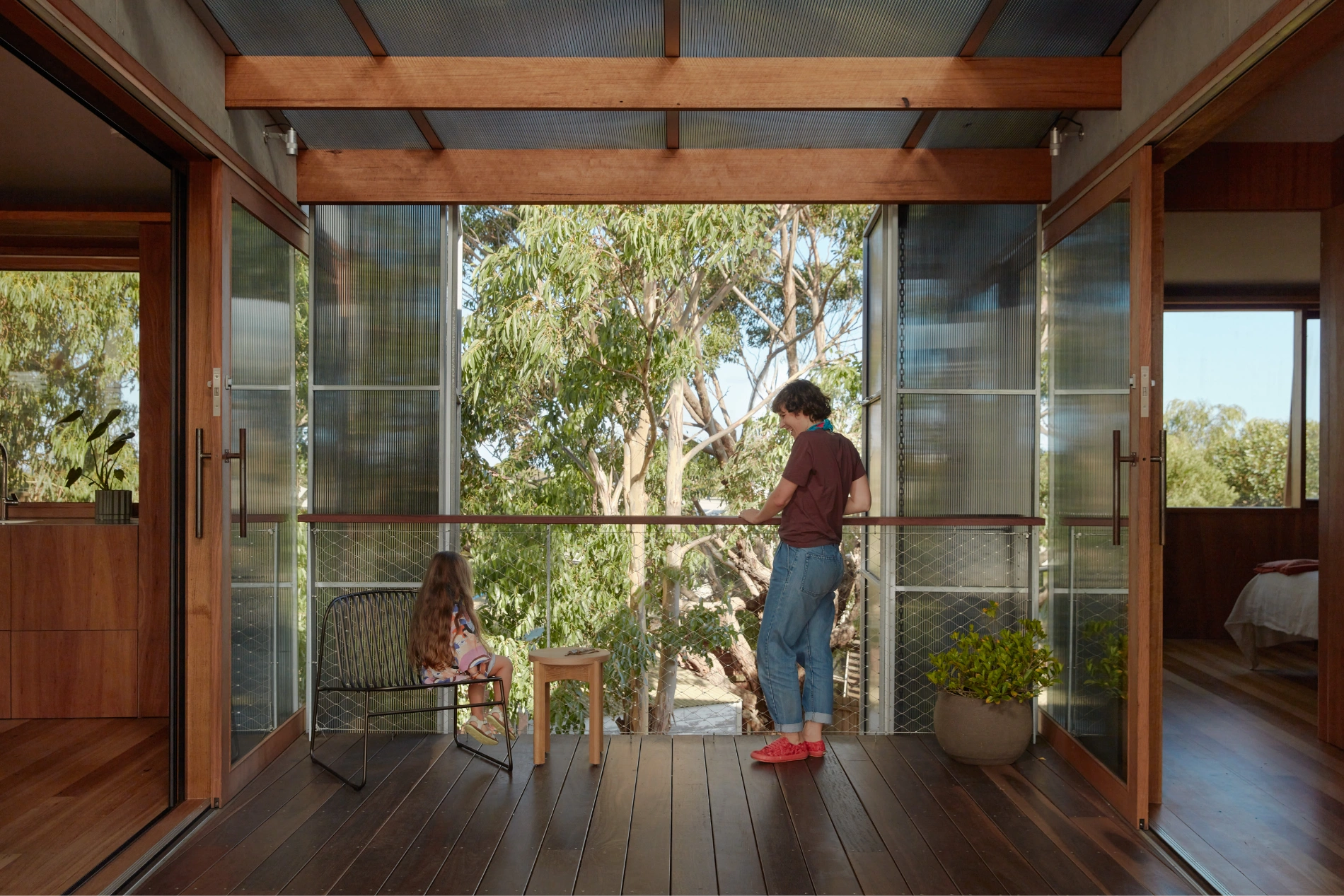 Hallway and interior of Eucalypt house