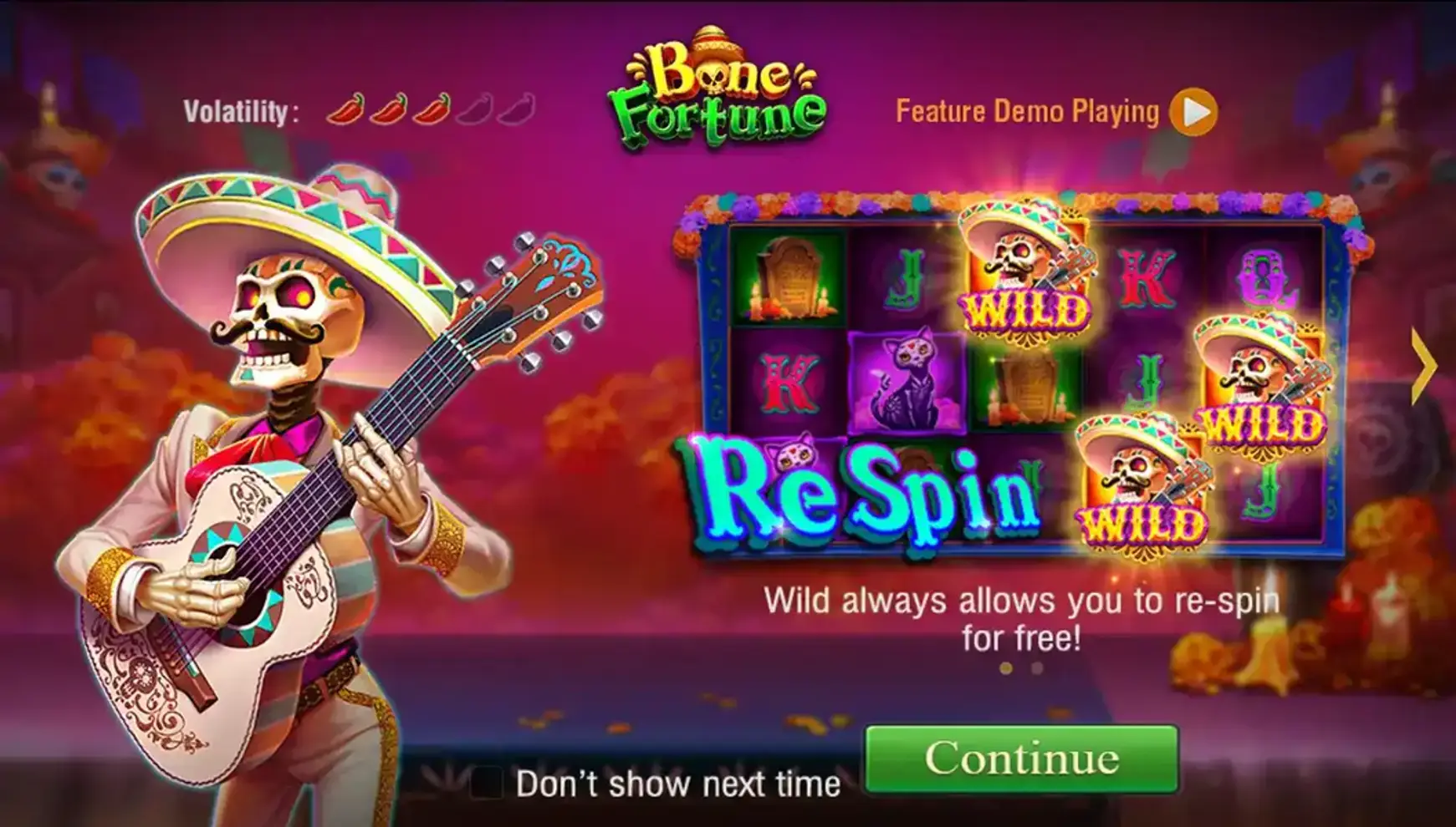 Spinning reels in Bone Fortune Demo.webp