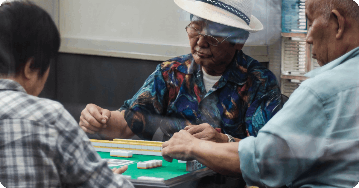 Elderly playing games in Japan