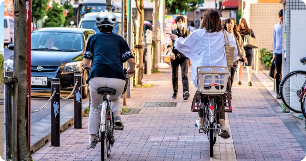 biking in sidewalk