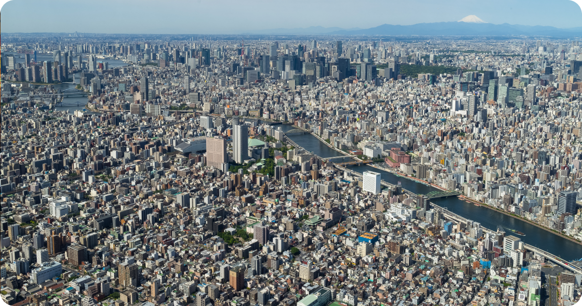 Aerial view in Japanese Suburb