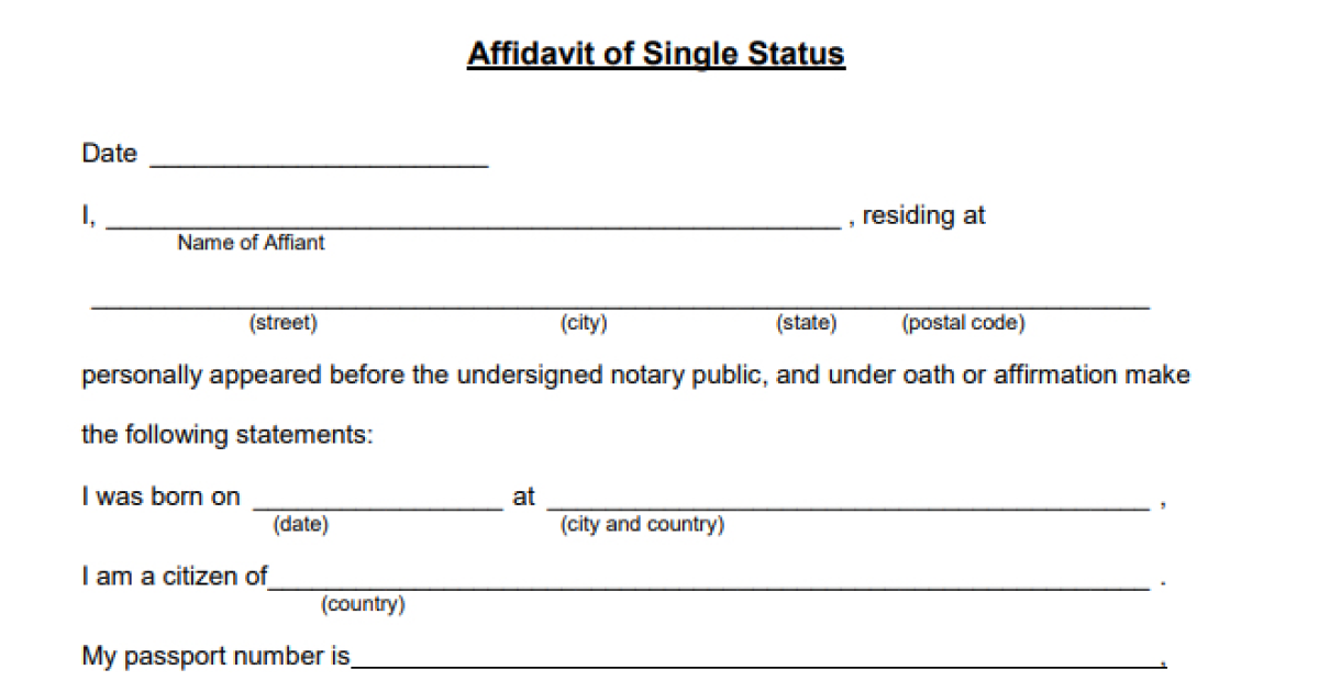 affidavit of being single