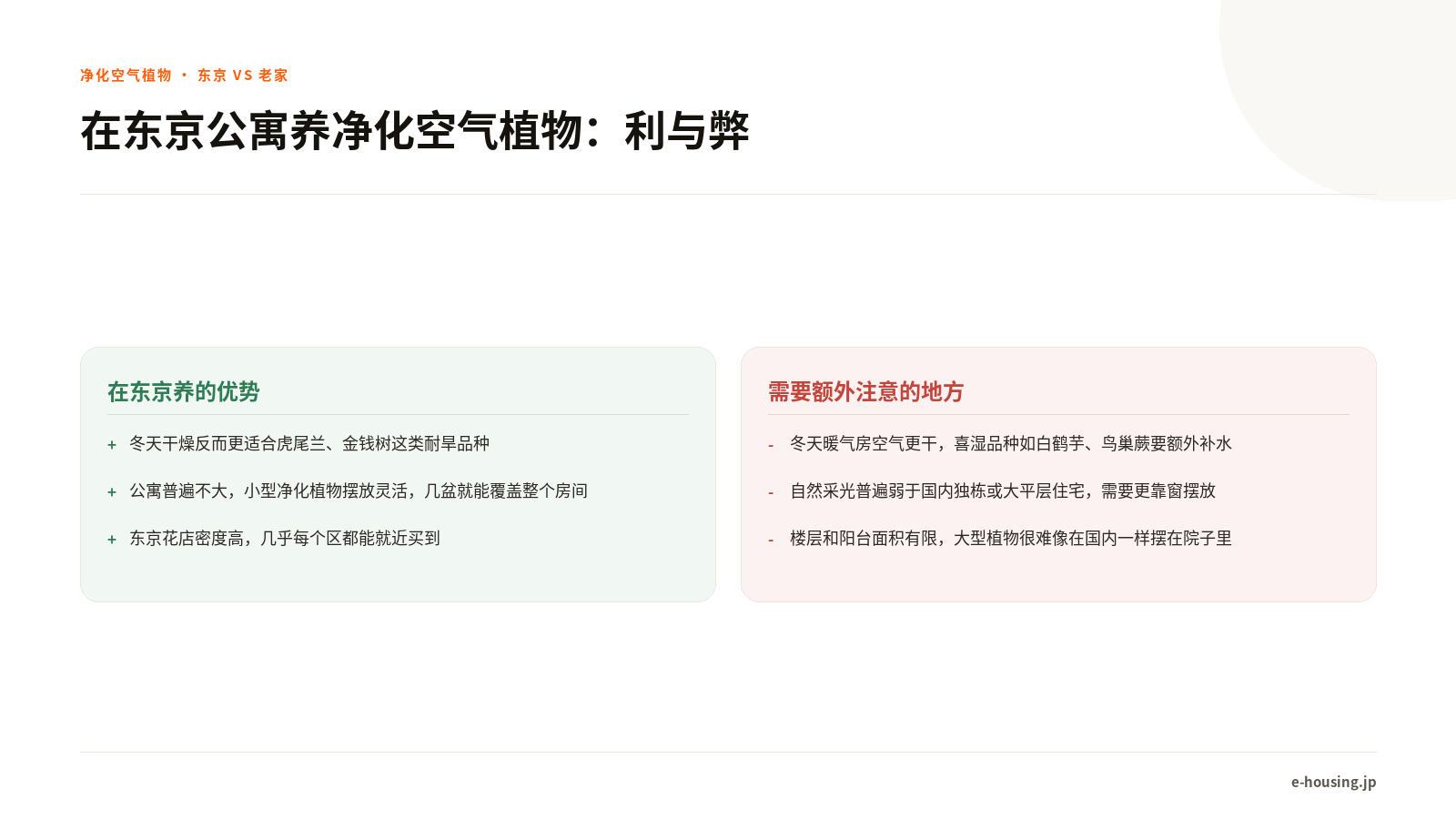 东京公寓养空气净化植物的利弊