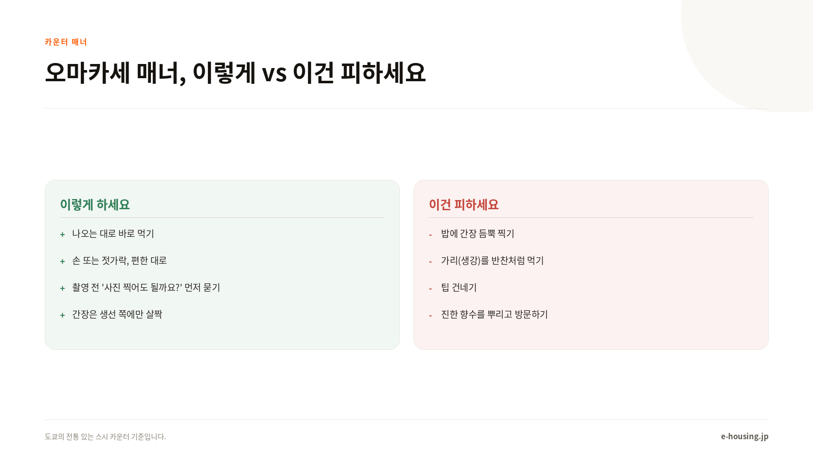 오마카세 매너 체크리스트