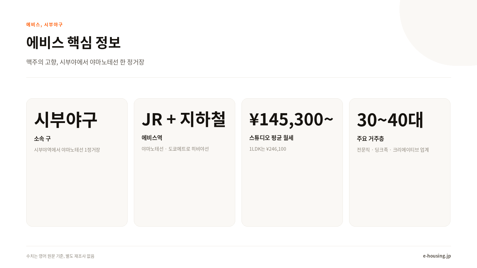 에비스 핵심 정보 한눈에 보기