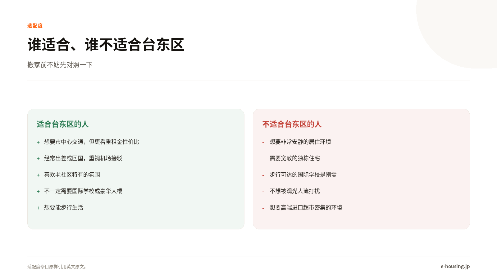 台东区适合谁、不适合谁